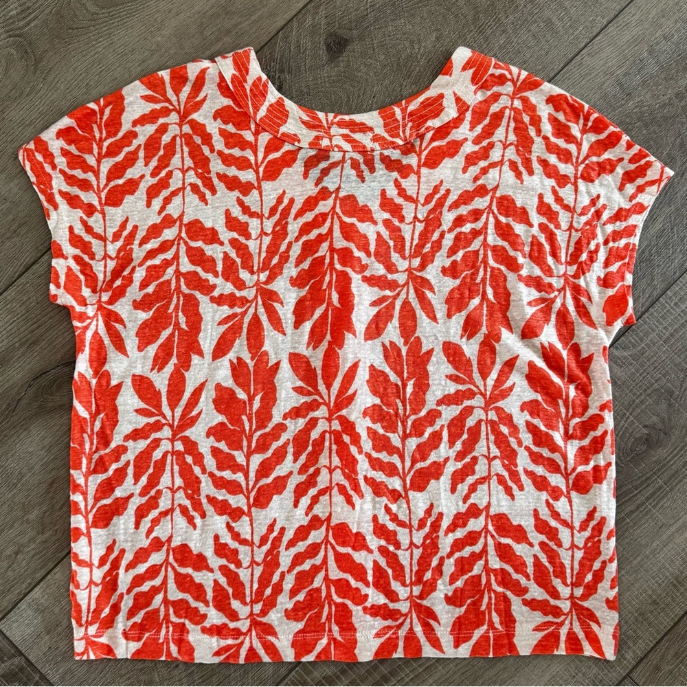 New Tropical Resort Wear Sleeveless Button Down Linen‎ V Neck Top Women's M - Picture 6 of 9